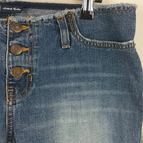 Y2K Vintage Abercrombie & Fitch Womens Cut Off Raw Waist Crop Button Fly Jeans 4 - Picture 4 of 13